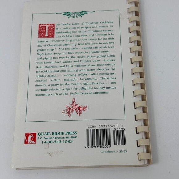 The Twelve Days Of Christmas Cookbook Spiral Bound Holiday Recipes - Picture 9 of 12
